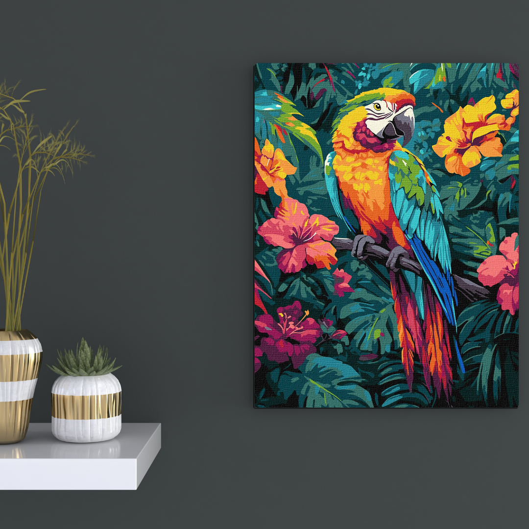 Schilderen op Nummer – Papegaai in Tropische Jungle – 30x40