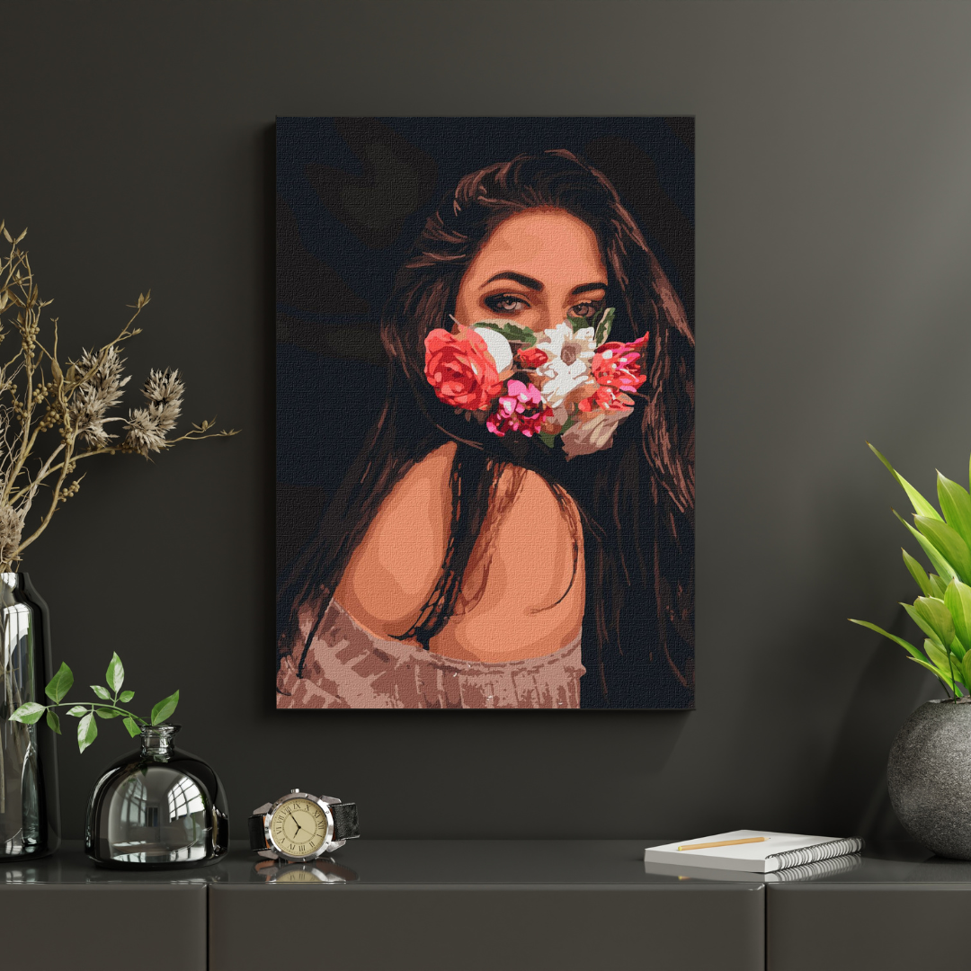 Schilderen op Nummer – Vrouw met Bloemen – 40x50 cm