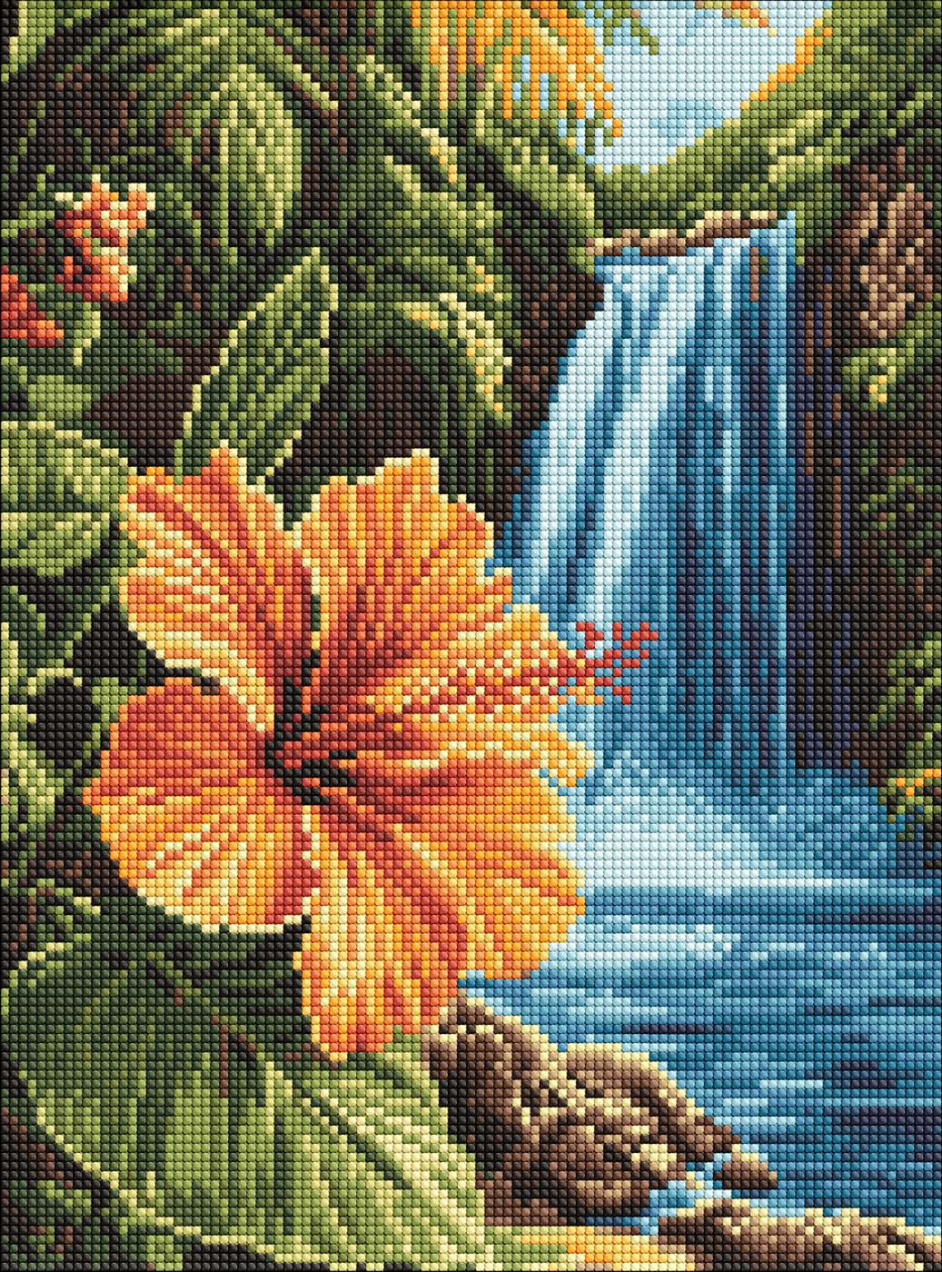 Diamond painting Hibiscus waterval 30x40 cm kopen | Colorfied, image size:1037x1400