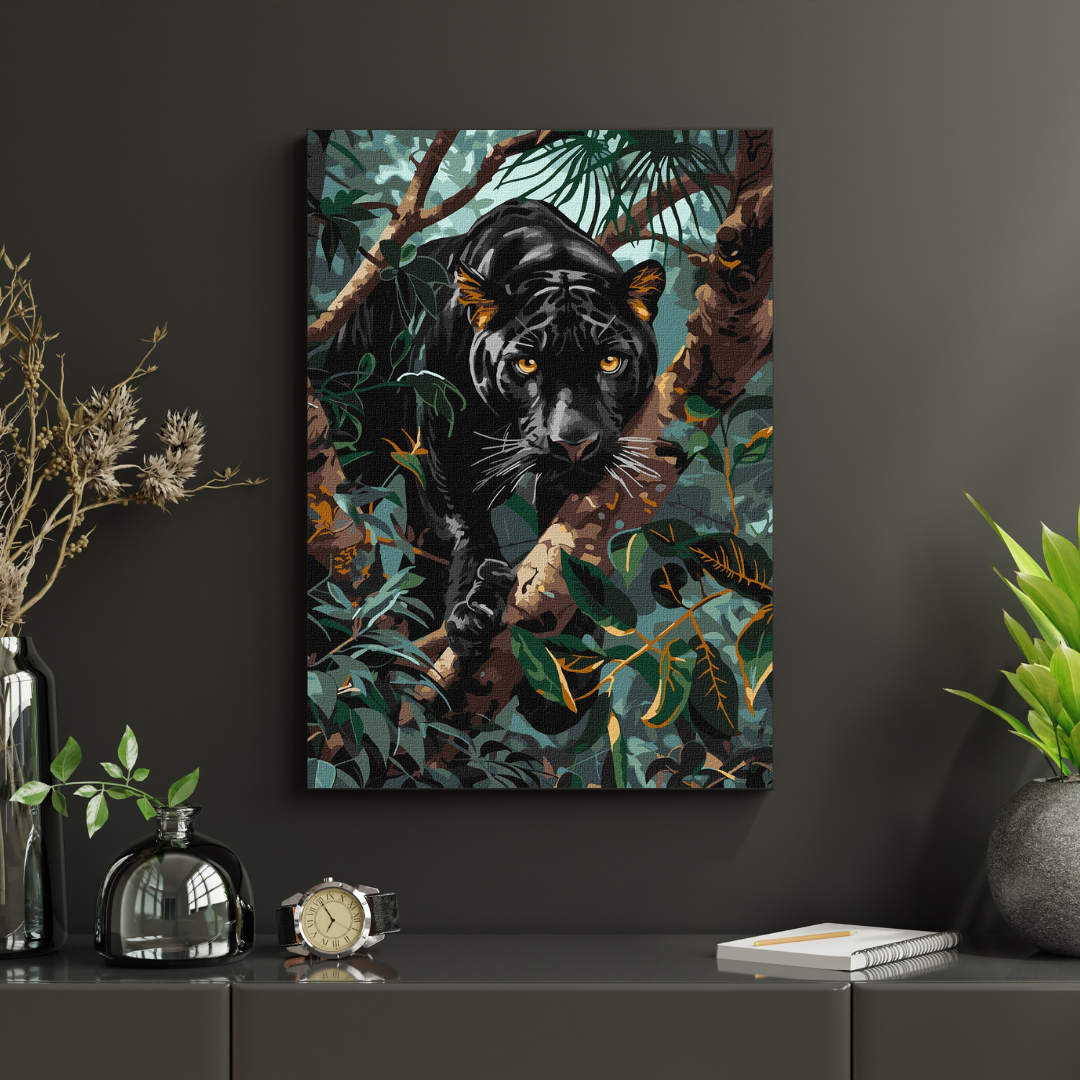Schilderen op Nummer – Zwarte Panter in het Woud – 40x50