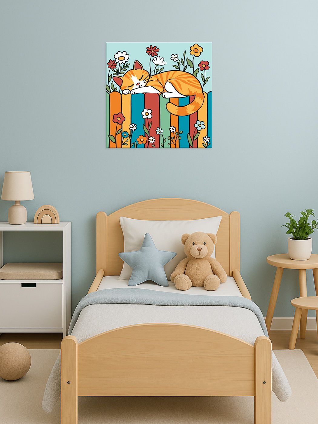 Schilderen op Nummer – Slapende Kat in de Tuin – 25x25