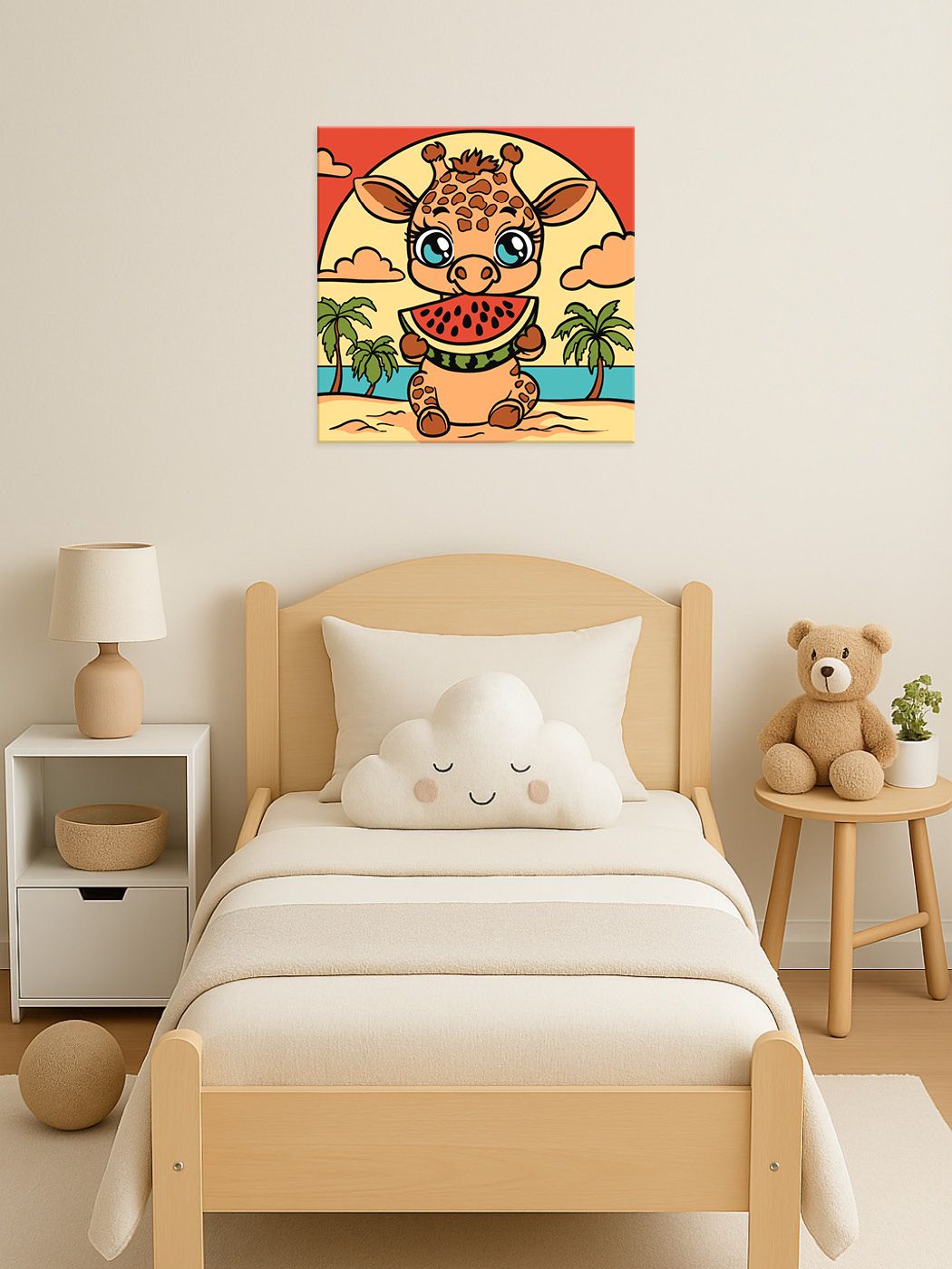 Schilderen op Nummer – Giraffe met Watermeloen – 25x25